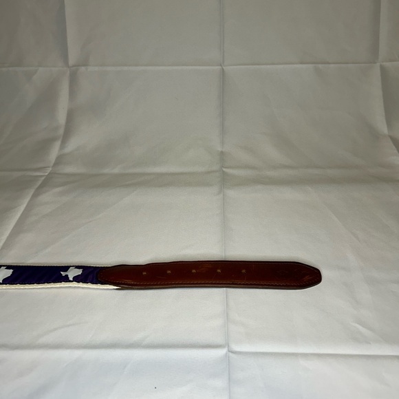 TX Fort Worth Gameday Leather Belt Purple with White Canvas State Traditions 46” - Picture 7 of 7